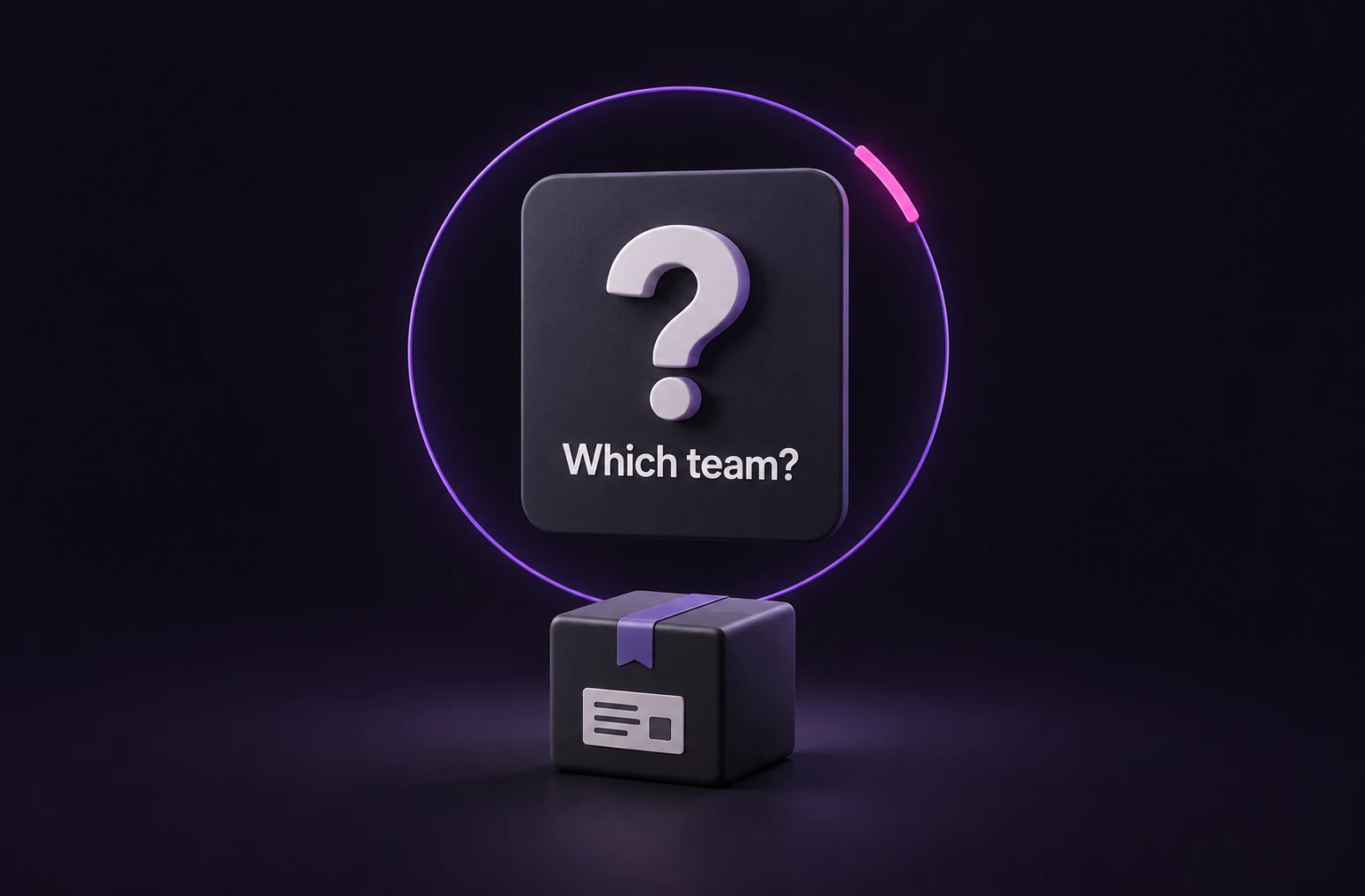 Illustration of one focused support-routing question: Which team?